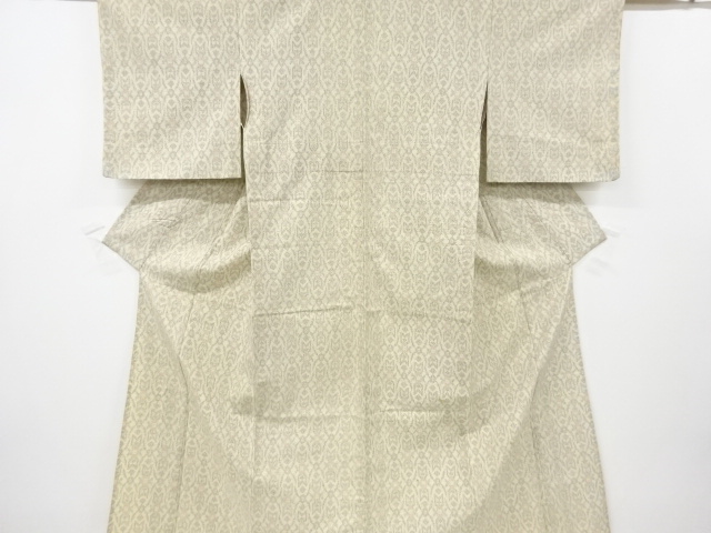 アンティーク　抽象花模様織り出し十日町紬着物